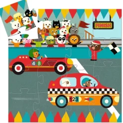 Djeco - Puzzle Silhouette 16pcs - The Racing Car