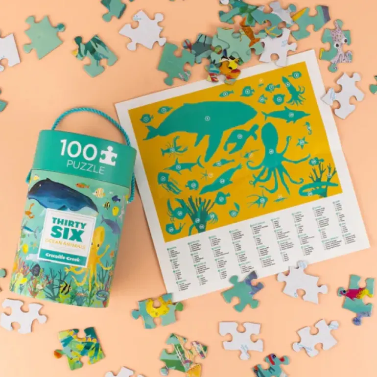 Crocodile Creek - Puzzle Canister 100pcs - Ocean Animals