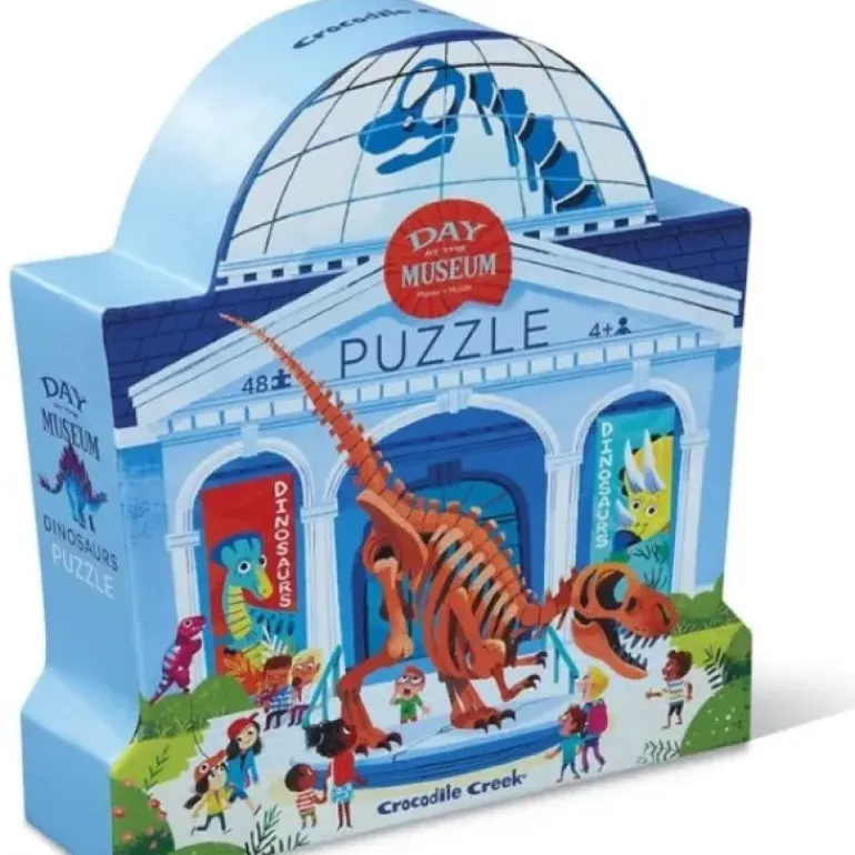 Crocodile Creek - Shaped Puzzle 48pcs - Day At The Museum Dinosaur