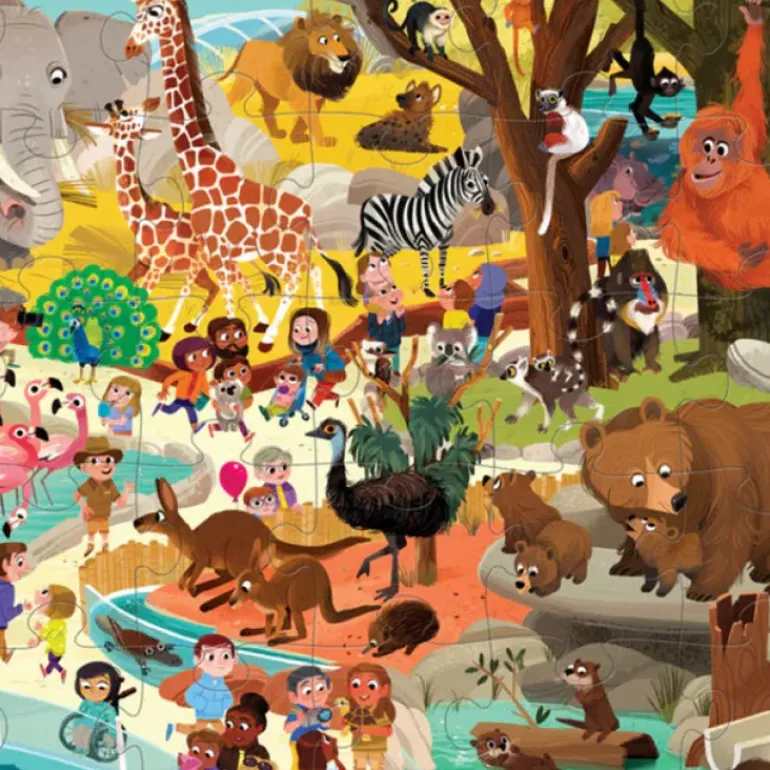 Crocodile Creek - Shaped Puzzle 48pcs - Day At The Museum Zoo