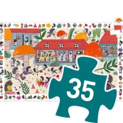 Djeco - Puzzle Observation 35pcs - Hedgehog School