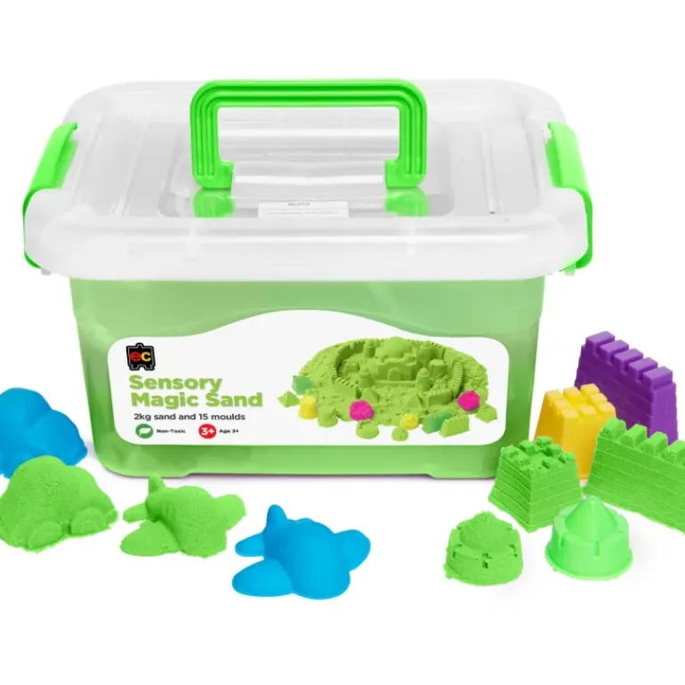 EC - Sensory Magic Sand With Moulds 2Kg Tub Green