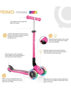 Globber - Primo Foldable with LIGHTS Scooter - Pink