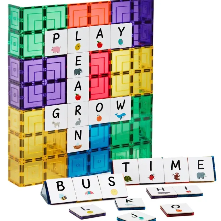 Learn & Grow - Magnetic Tile Toppers - Alphabet Upper (40 Piece)