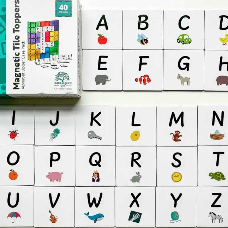 Learn & Grow - Magnetic Tile Toppers - Alphabet Upper (40 Piece)
