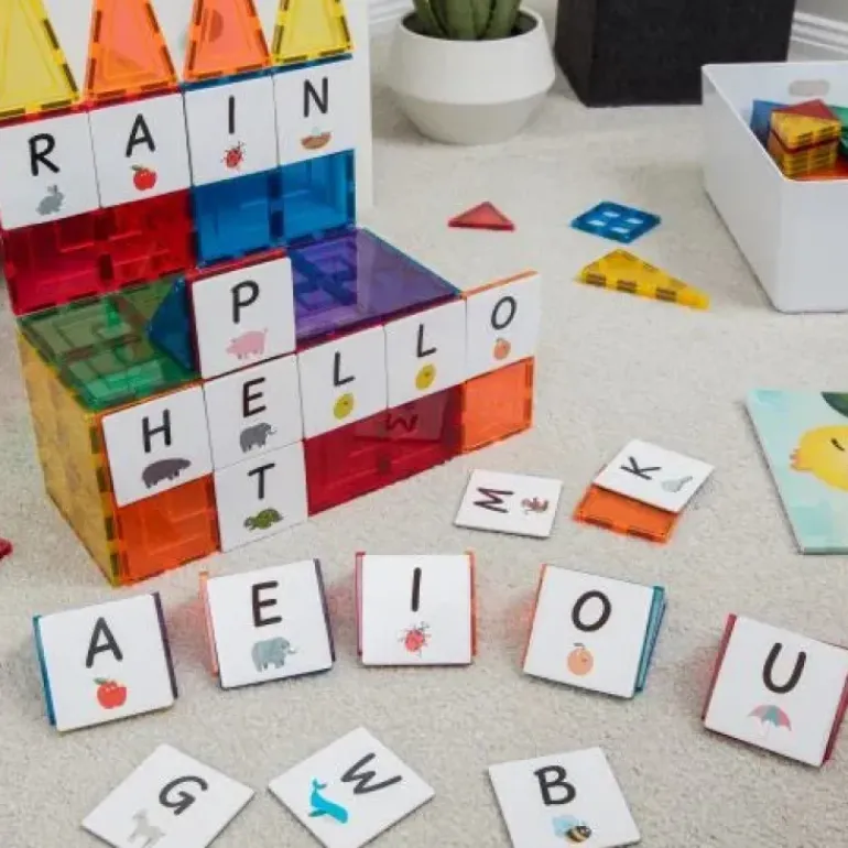 Learn & Grow - Magnetic Tile Toppers - Alphabet Upper (40 Piece)