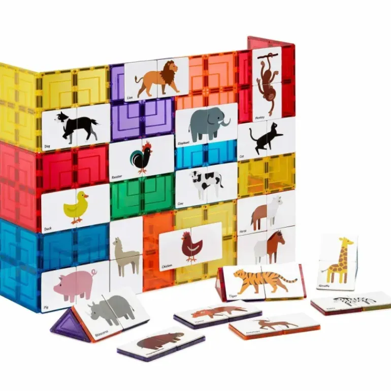 Learn & Grow - Magnetic Tile Toppers - Duo Animal Puzzle Pack (40 Piece)
