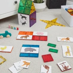 Learn & Grow - Magnetic Tile Toppers - Duo Animal Puzzle Pack (40 Piece)