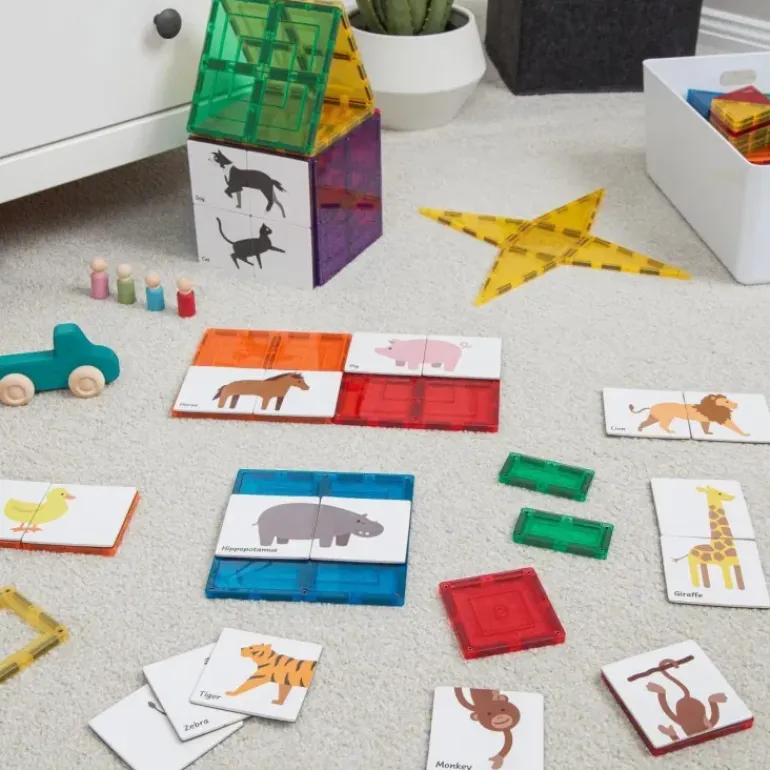 Learn & Grow - Magnetic Tile Toppers - Duo Animal Puzzle Pack (40 Piece)