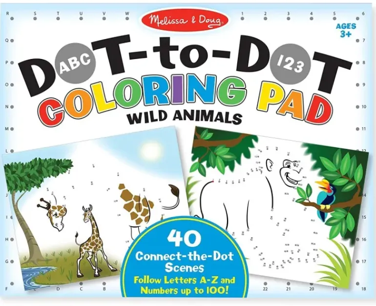 Melissa & Doug - ABC 123 Dot-to-Dot Coloring Pad - Wild Animals