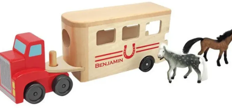 Melissa & Doug - Horse Carrier Wooden Vehicles Play Set