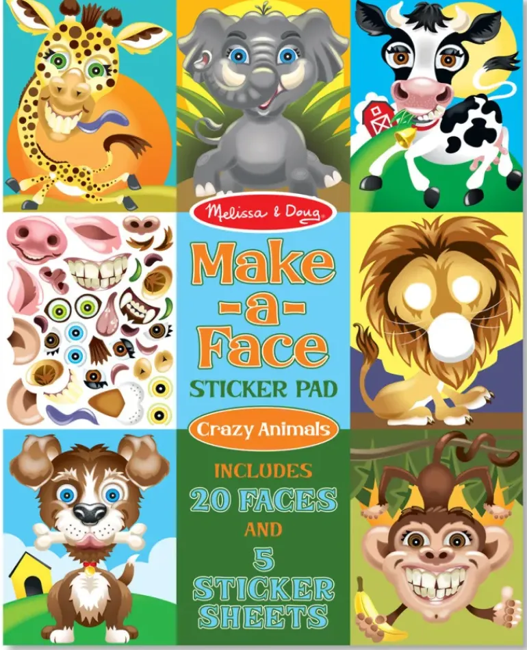 Melissa & Doug - Make - A - Face Crazy Animals Sticker Pad