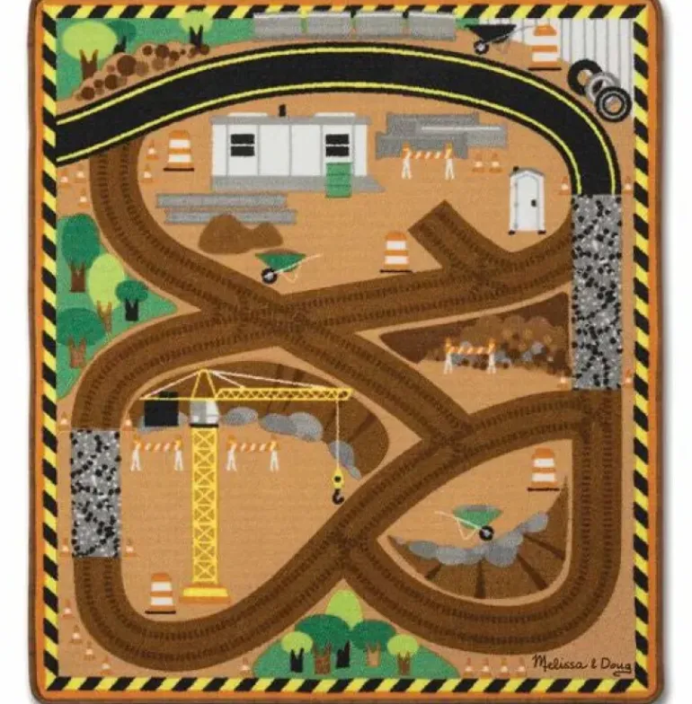 Melissa & Doug - Round the Construction Zone Work Site Floor Rug