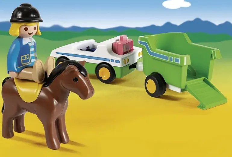 Playmobil - 1.2.3 Car With Horse Trailer (70181)