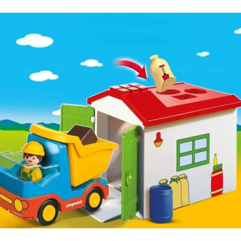 Playmobil - 1.2.3 Garbage Truck With Garage (70184)