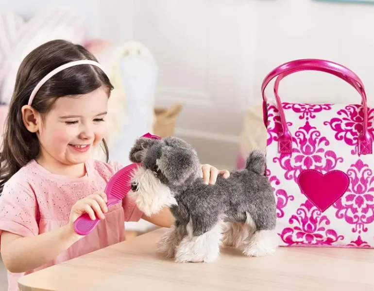 Pucci Pups - Pink and White Glam Bag with Schnauzer