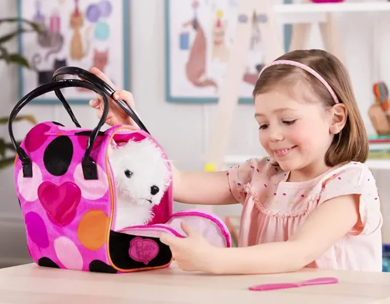 Pucci Pups - Pink Polka Dot Glam Bag with Bichon Frise