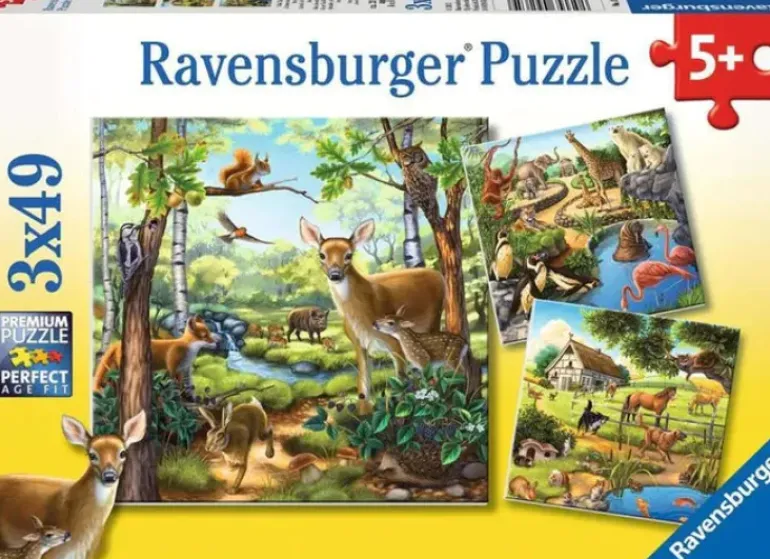 Ravensburger - 3 x 49Pc Forest Zoo & Pets Puzzle