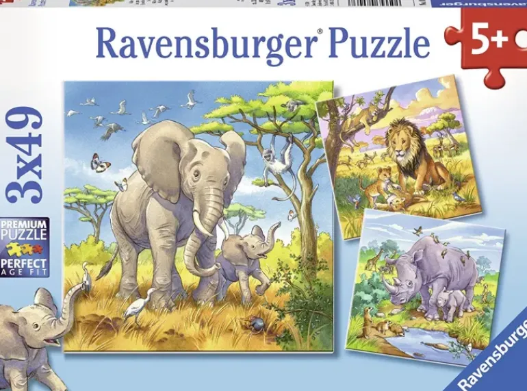 Ravensburger - 3 x 49Pc Wild Animals Puzzles